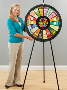 18 Slot Black Floor Stand Prize Wheel - spinning