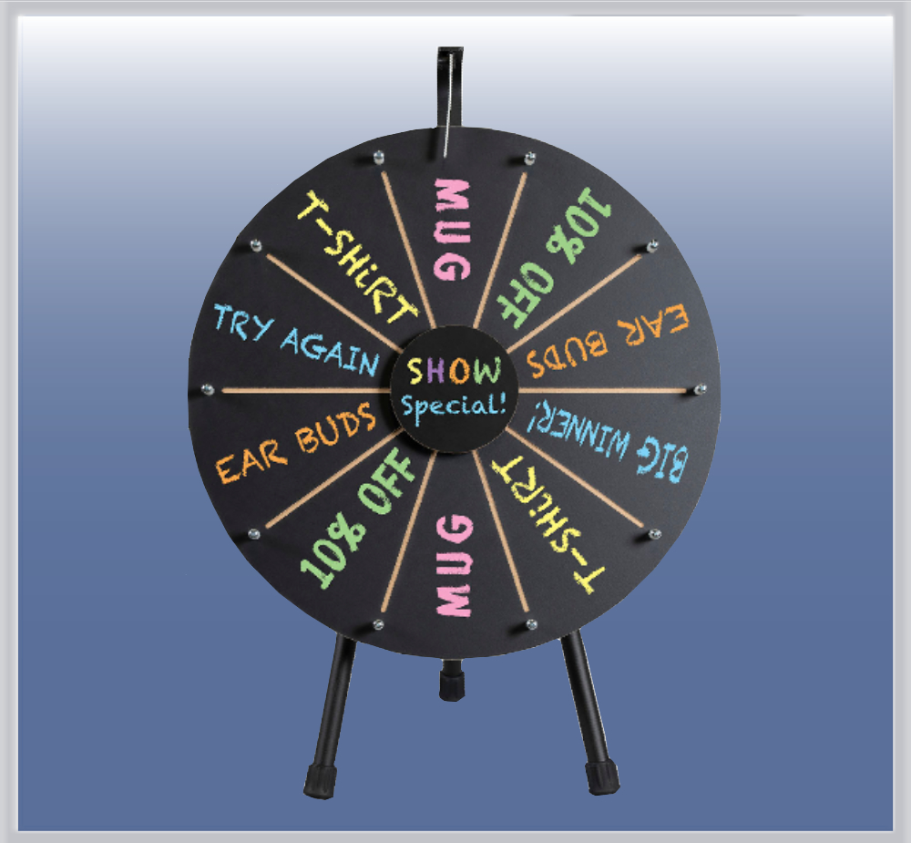 48 Inch Spin to Win Color Dry Erase Prize Wheel with 14 sections