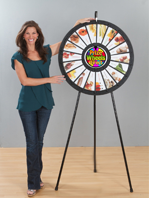 18 Slot Black Floor Stand Prize Wheel with graphics