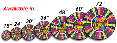 Numerous Prize Wheel Sizes Available